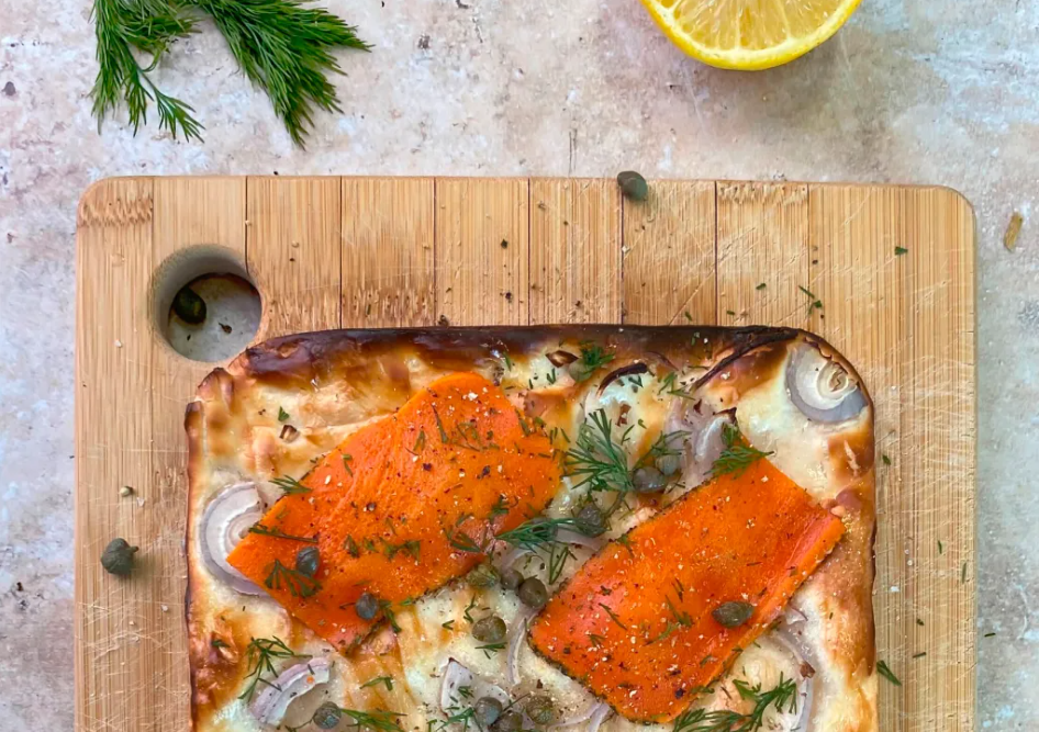 You are currently viewing Recette : Flammekueche au saumon gravlax végétal